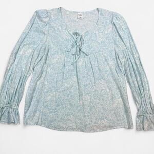 Melrose & Market Tie-Front Blouse Women’s Small Blue Floral Cottagecore Top
